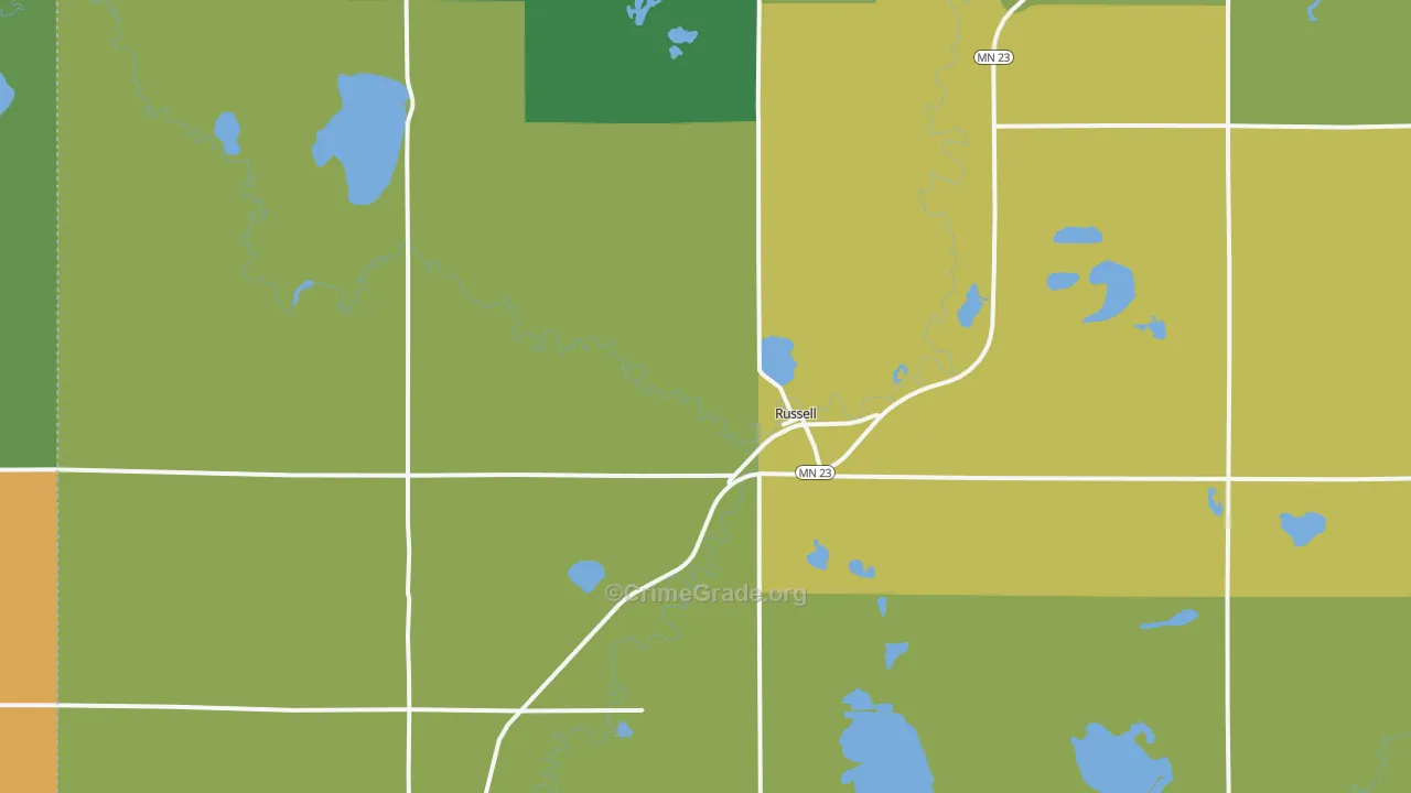 Russell, MN Map of Vandalism Rates