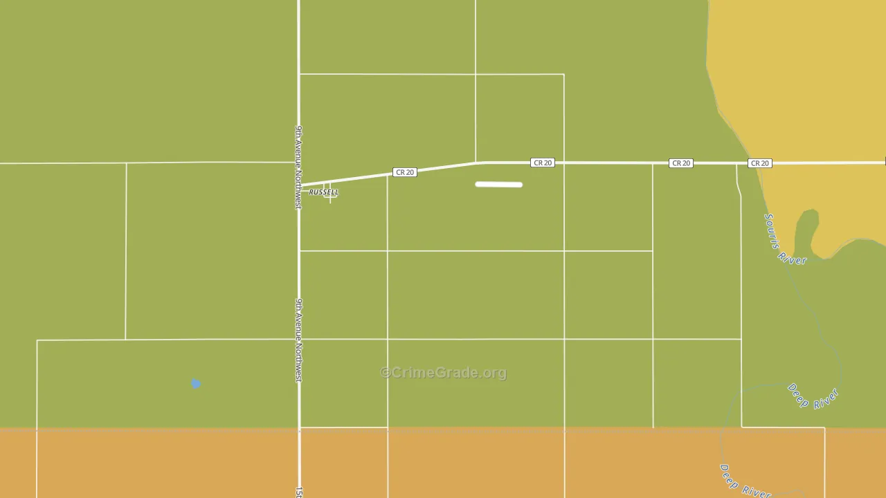 Russell, ND Map of Vandalism Rates