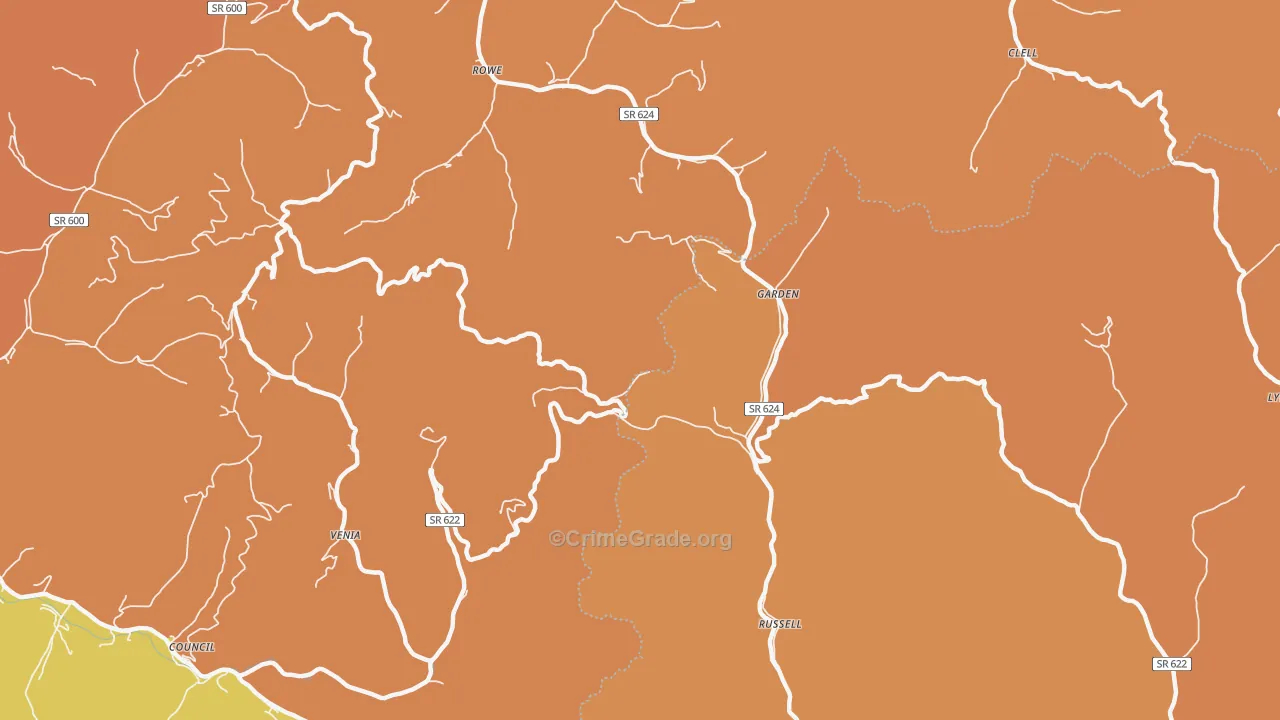 Russell, VA Map of Vandalism Rates