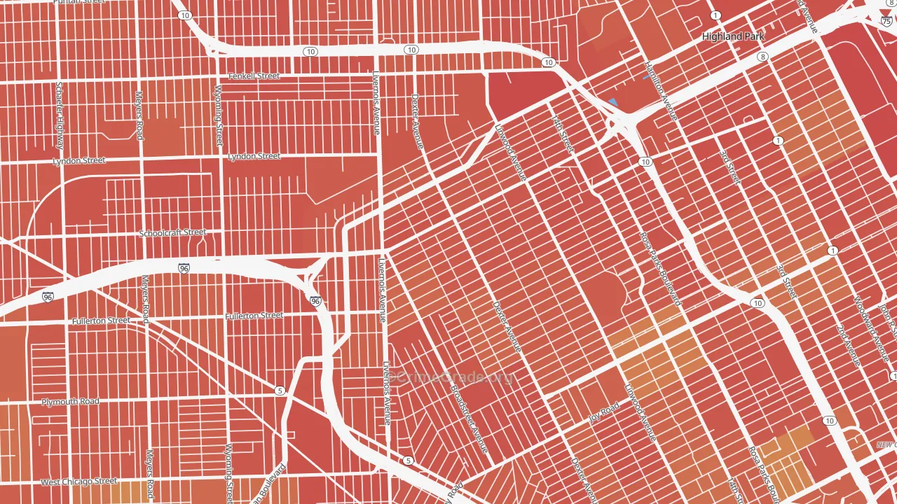 Russell Woods, Detroit, MI Map of Vandalism Rates