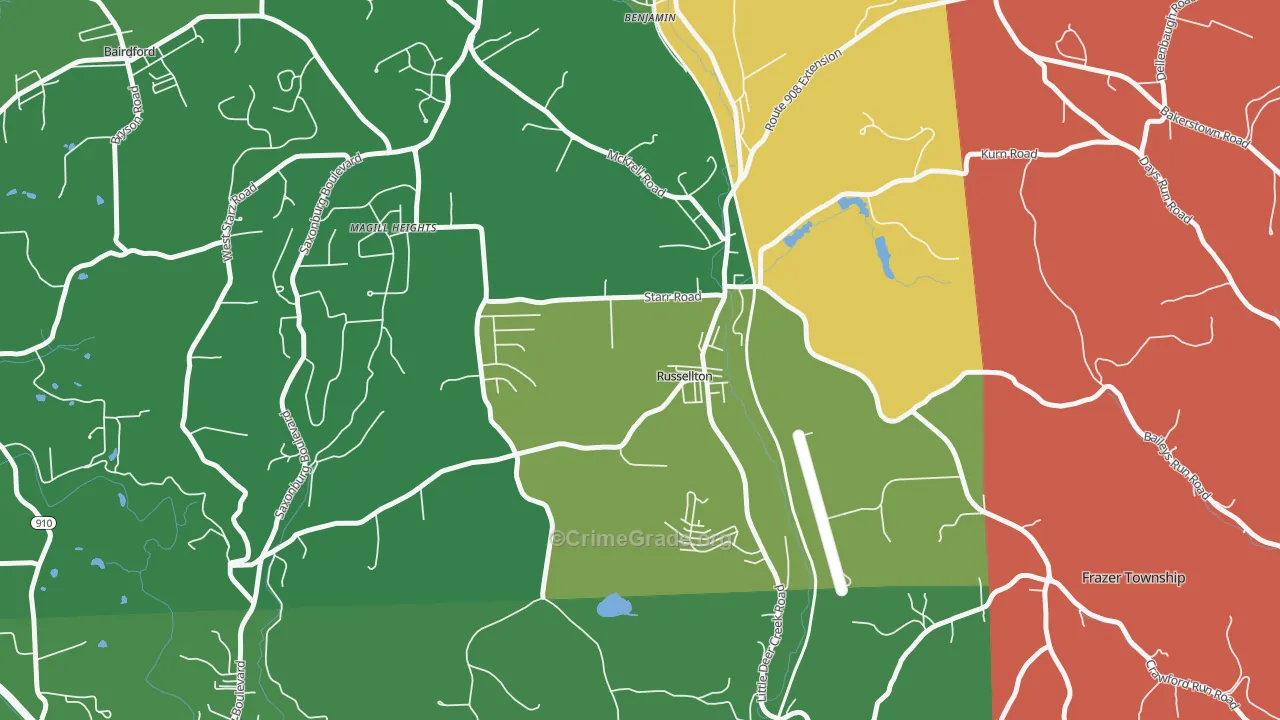 Russellton, PA Map of Vandalism Rates