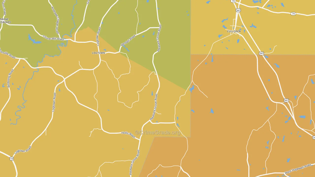 Russellville, GA Map of Vandalism Rates