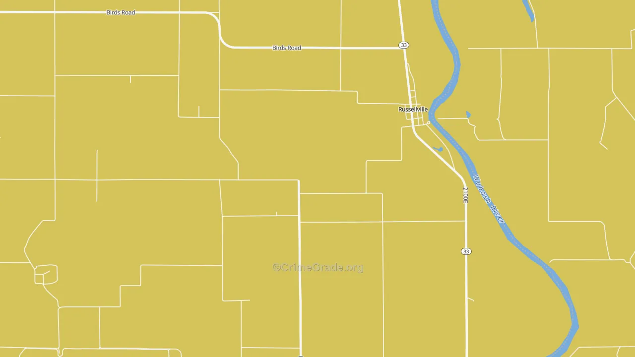 Russellville, IL Map of Vandalism Rates