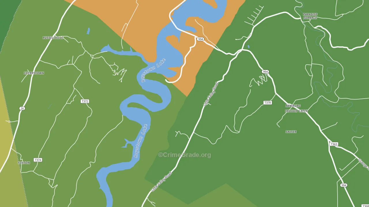 Russellville, PA Map of Vandalism Rates