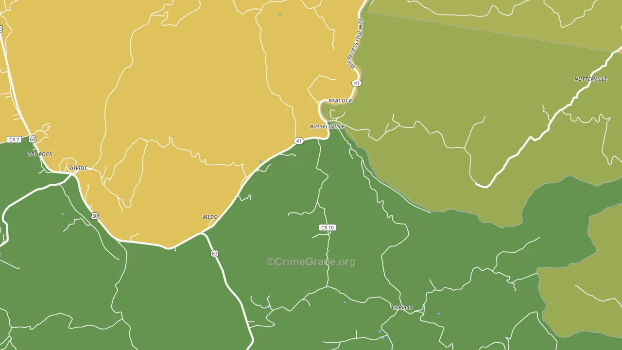 Russellville, WV Map of Vandalism Rates