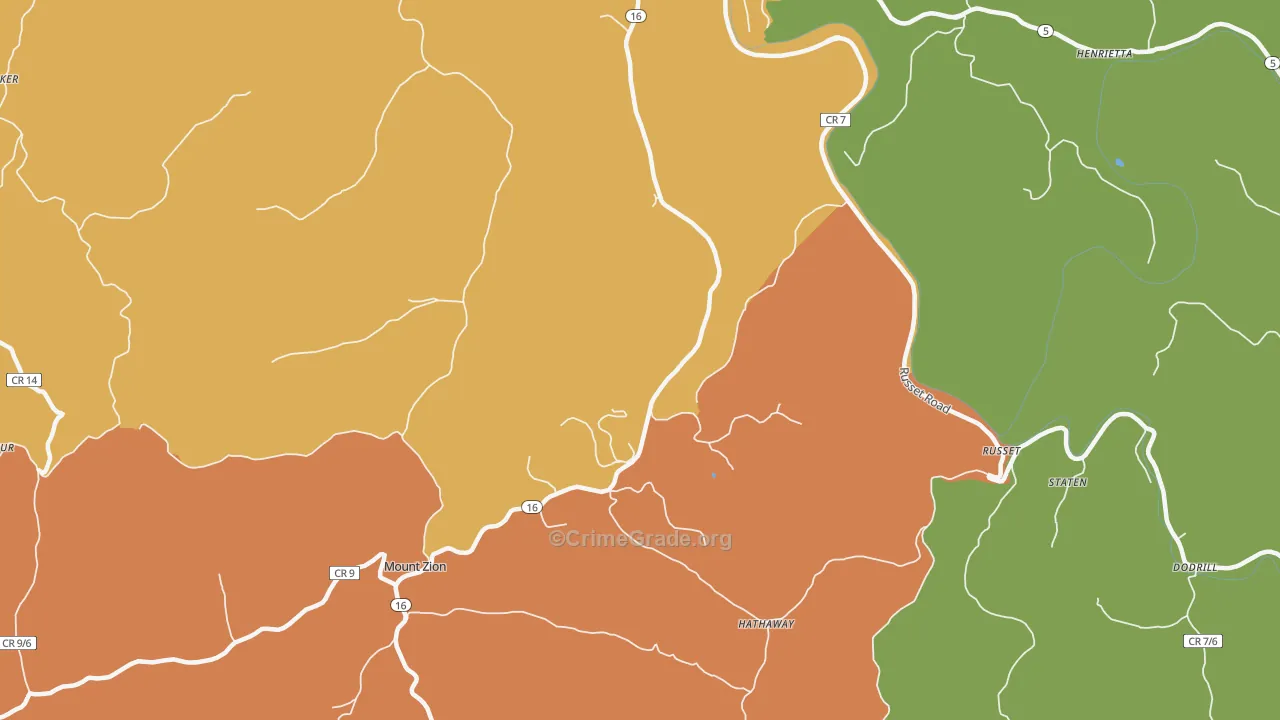 Russet, WV Map of Vandalism Rates