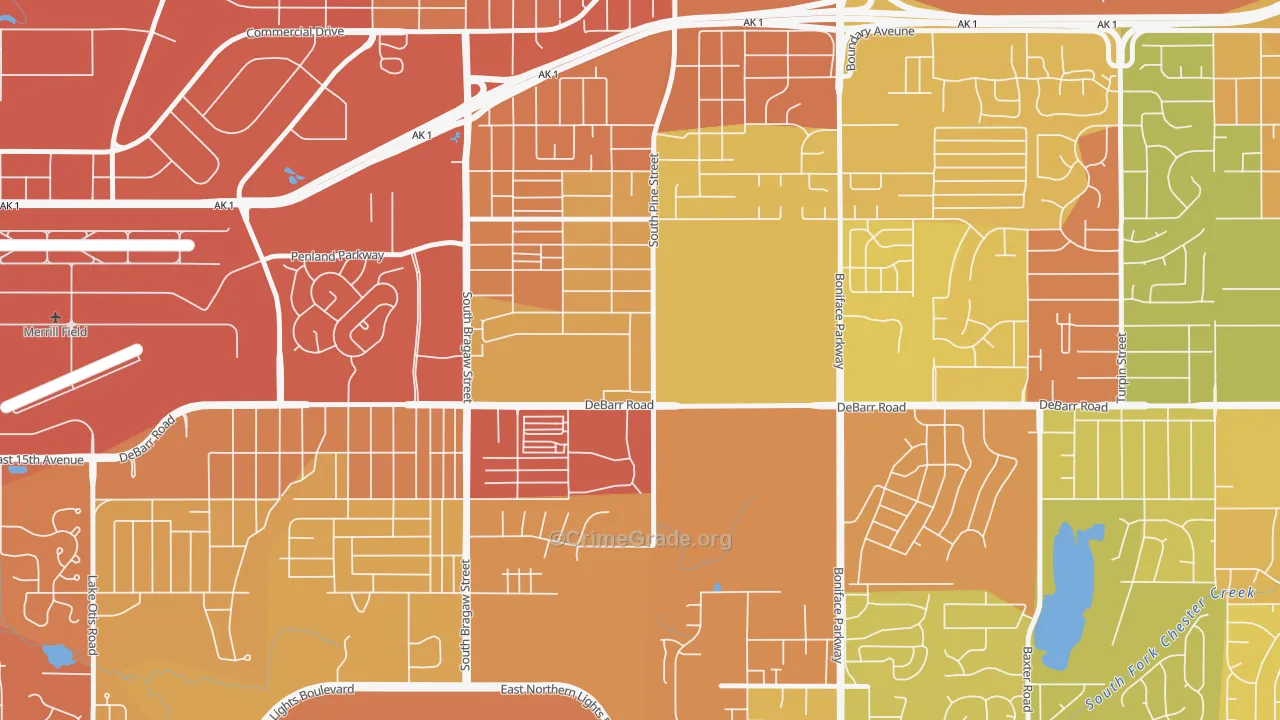 Russian Jack Park, Anchorage, AK Map of Vandalism Rates