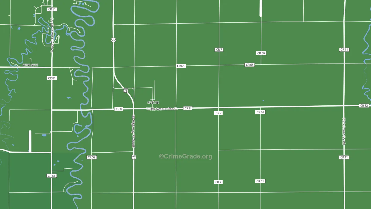 Rustad, MN Map of Vandalism Rates