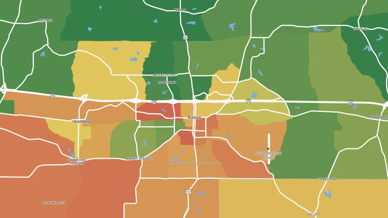 Ruston, LA Map of Vandalism Rates