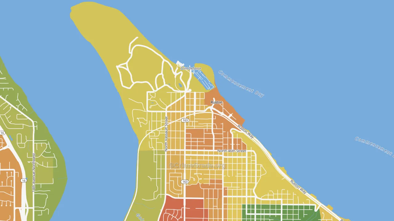 Ruston, WA Map of Vandalism Rates