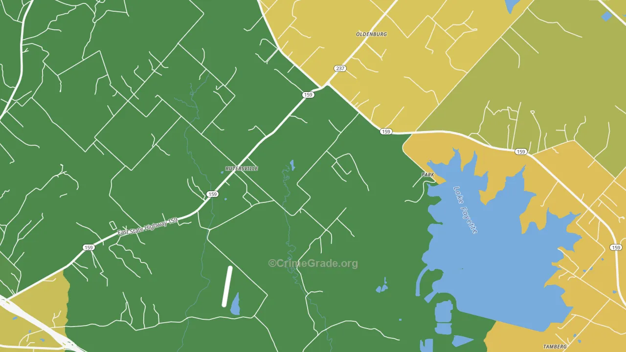 Rutersville, TX Map of Vandalism Rates