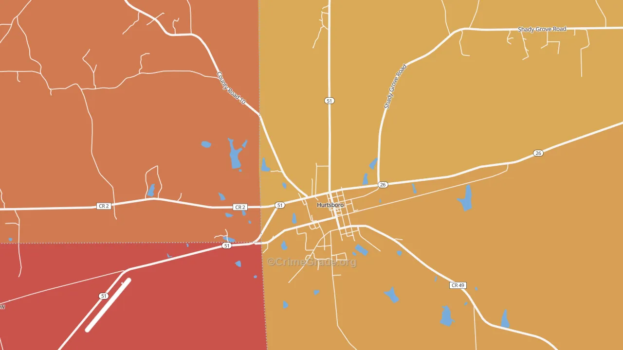 Rutherford, AL Map of Vandalism Rates