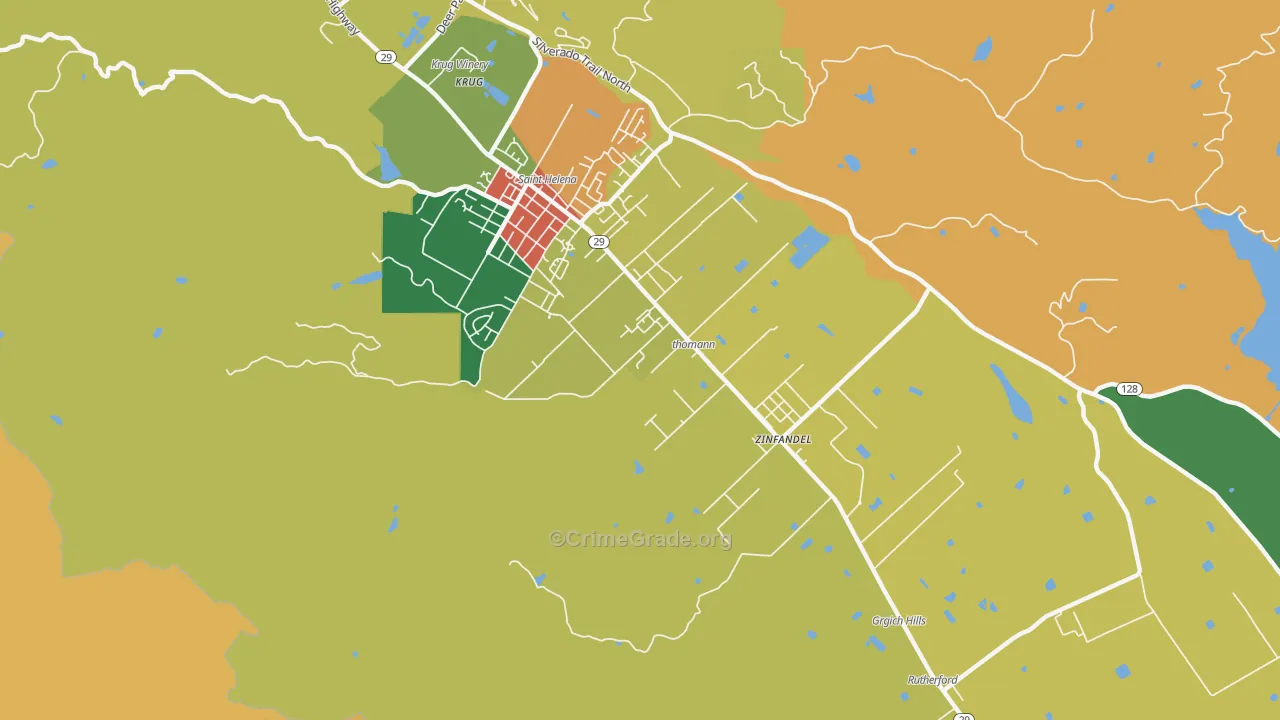 Rutherford, CA Map of Vandalism Rates