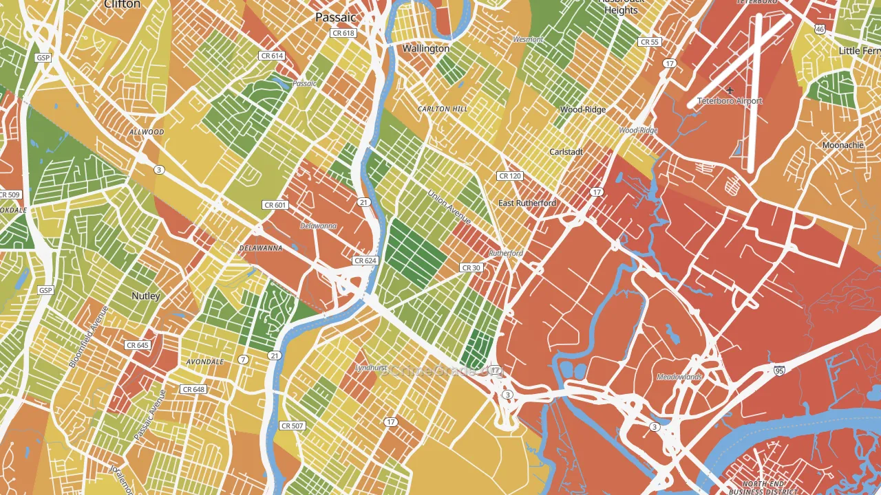 Rutherford, NJ Map of Vandalism Rates