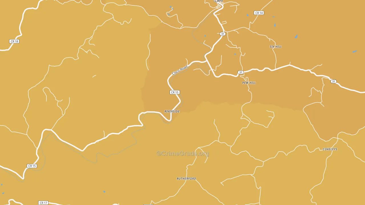 Rutherford, WV Map of Vandalism Rates