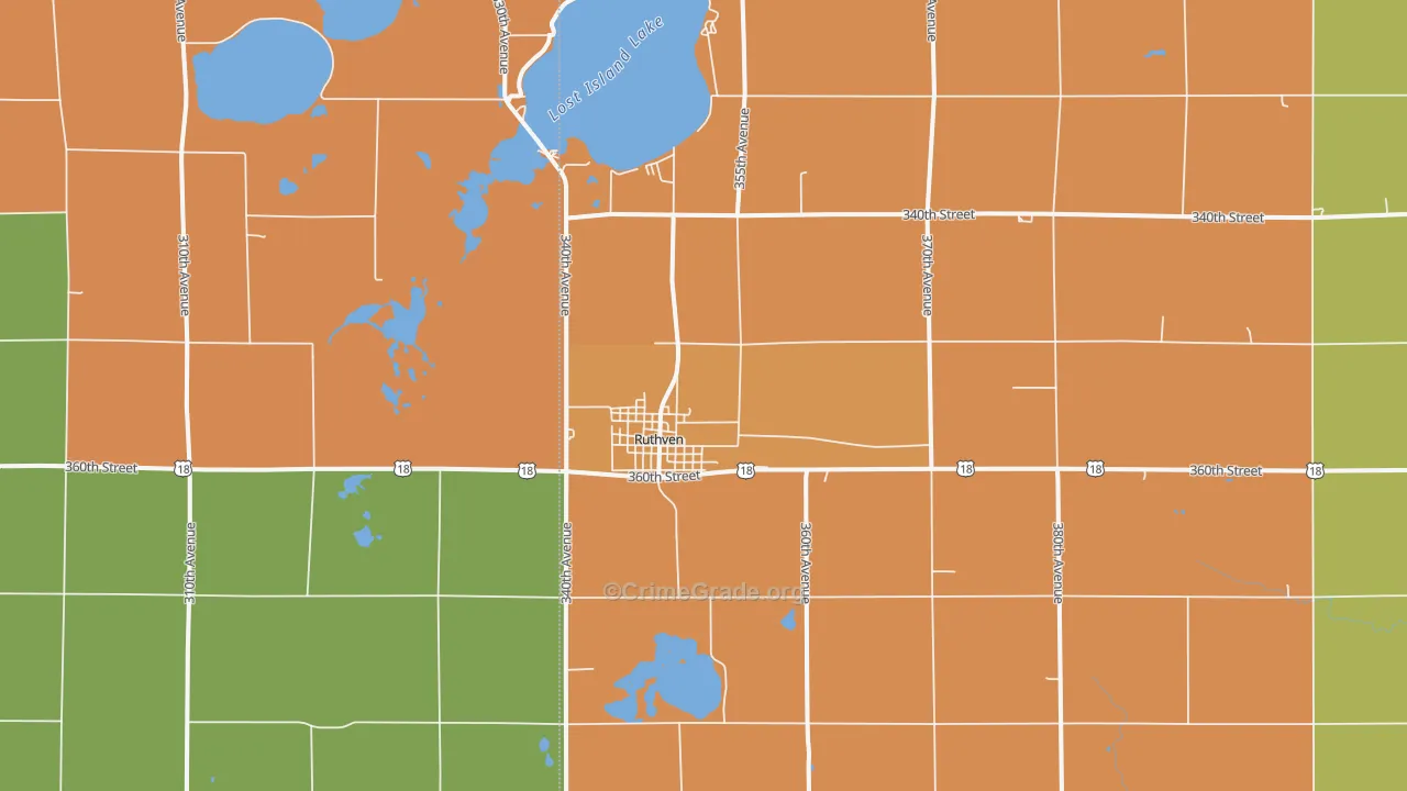 Ruthven, IA Map of Vandalism Rates