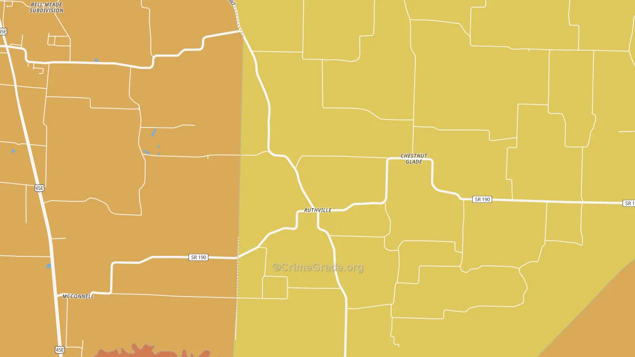 Ruthville, TN Map of Vandalism Rates