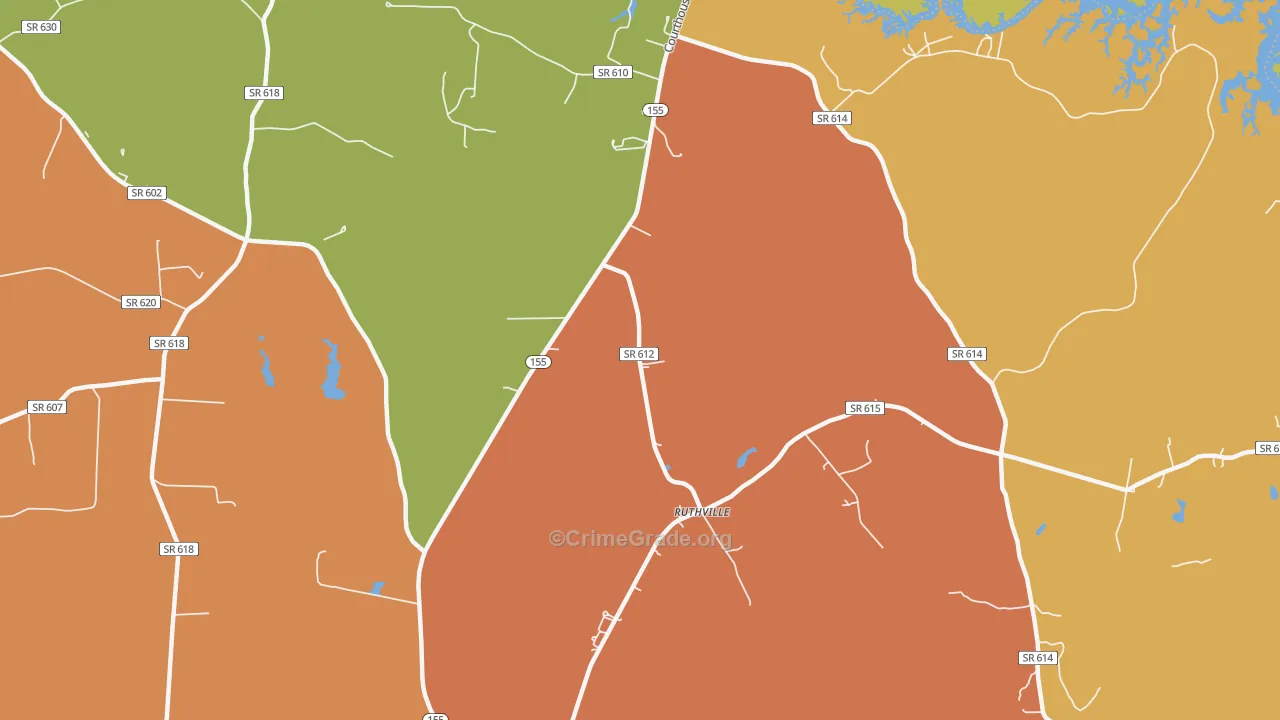 Ruthville, VA Map of Vandalism Rates