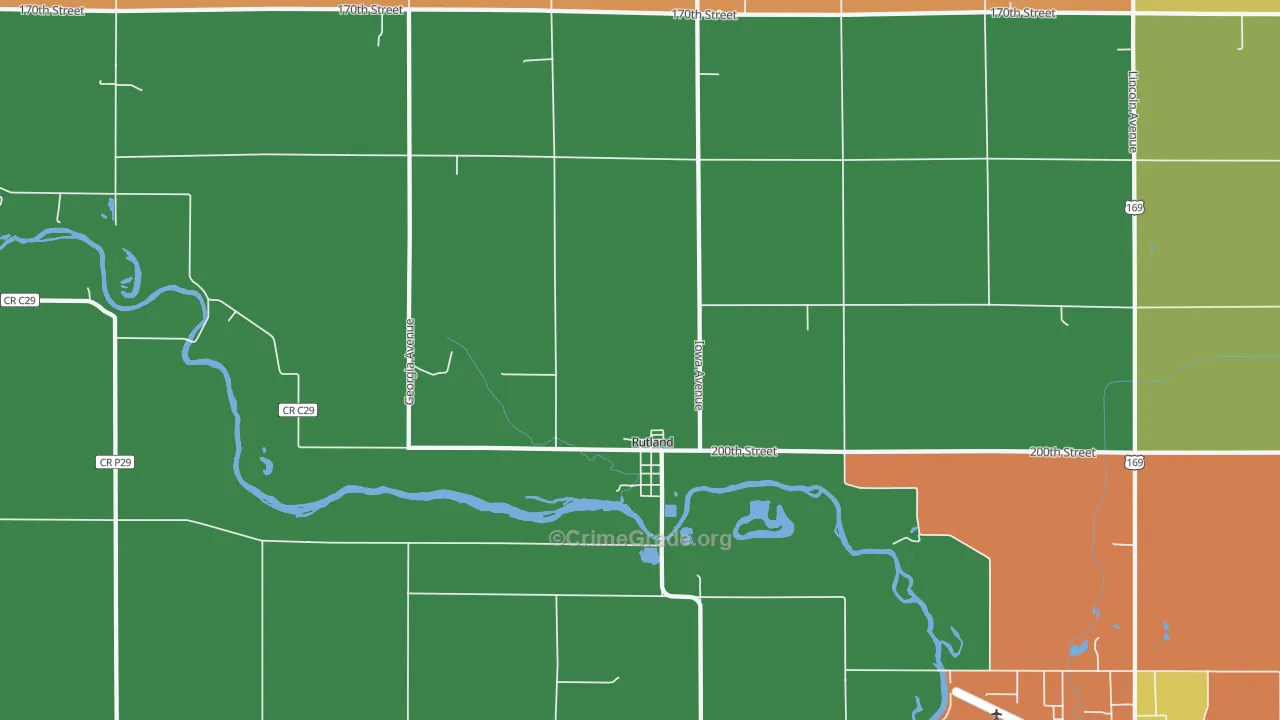 Rutland, IA Map of Vandalism Rates
