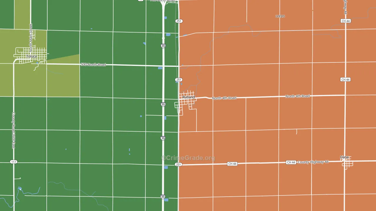 Rutland, IL Map of Vandalism Rates