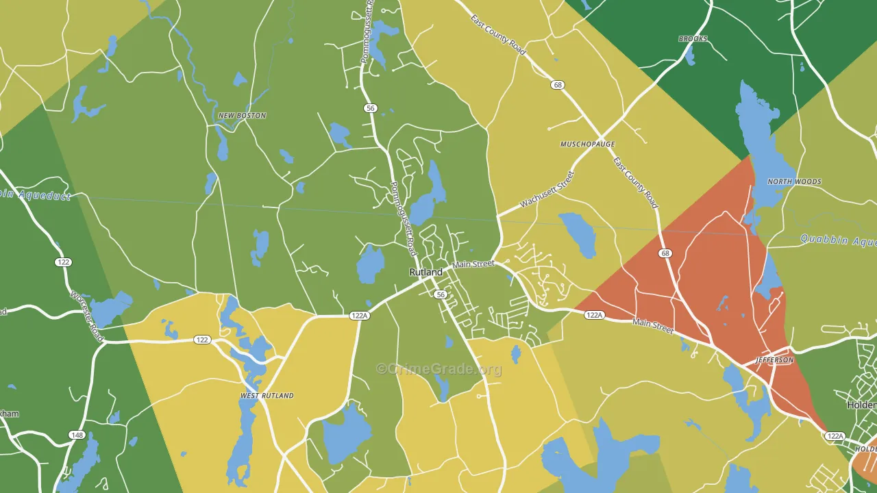 Rutland, MA Map of Vandalism Rates