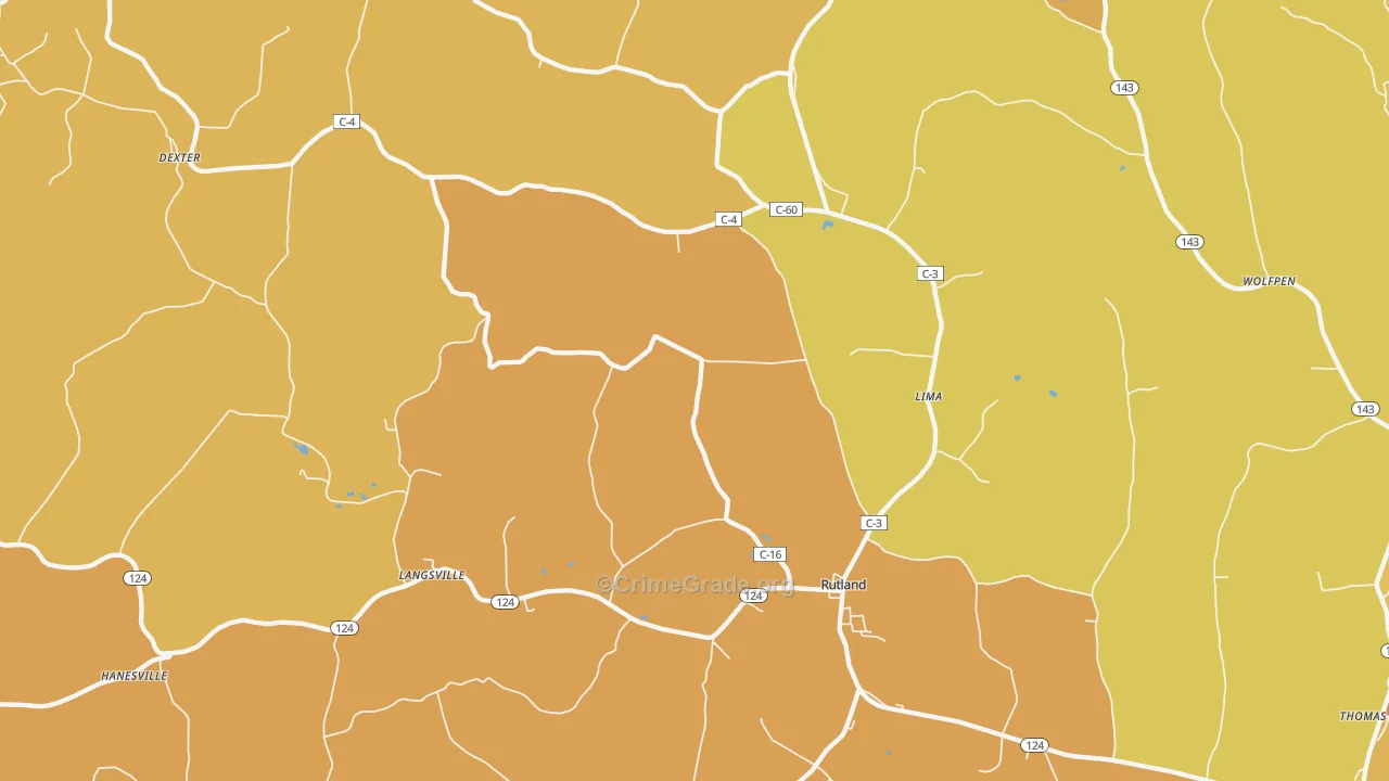 Rutland, OH Map of Vandalism Rates