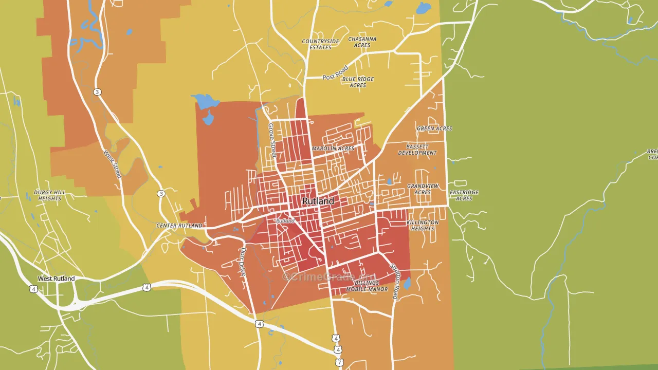 Rutland, VT Map of Vandalism Rates