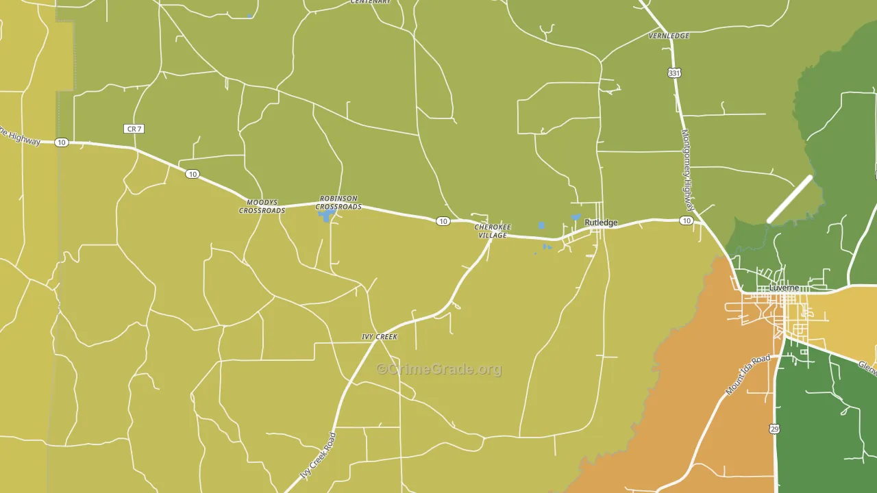 Rutledge, AL Map of Vandalism Rates
