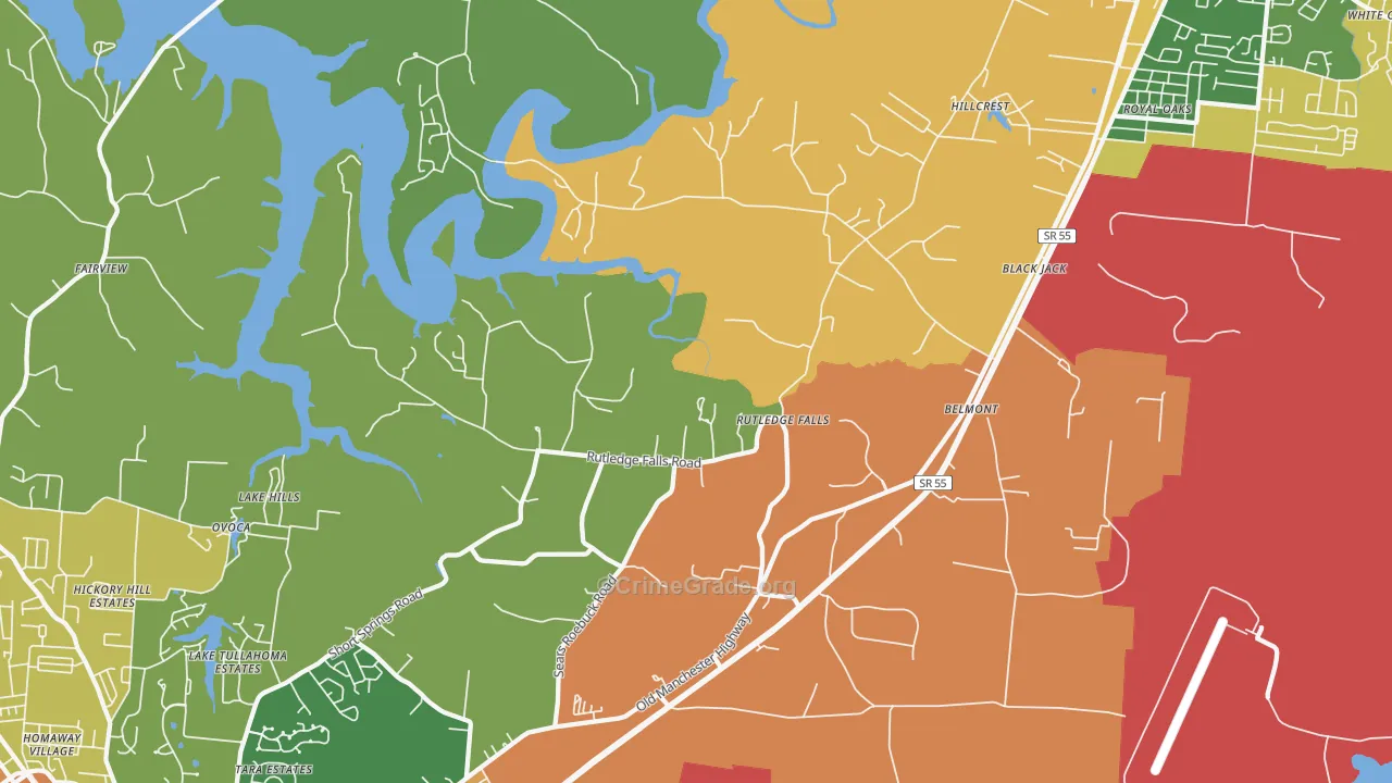 Rutledge Falls, TN Map of Vandalism Rates