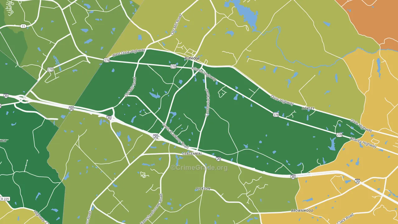 Rutledge, GA Map of Vandalism Rates