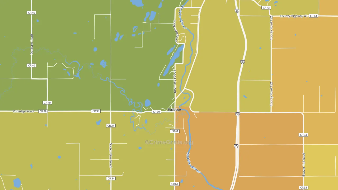 Rutledge, MN Map of Vandalism Rates