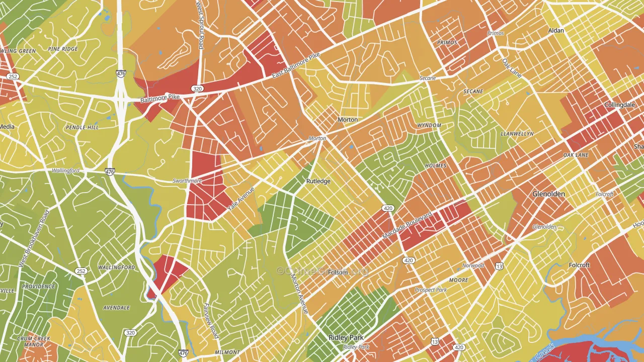 Rutledge, PA Map of Vandalism Rates