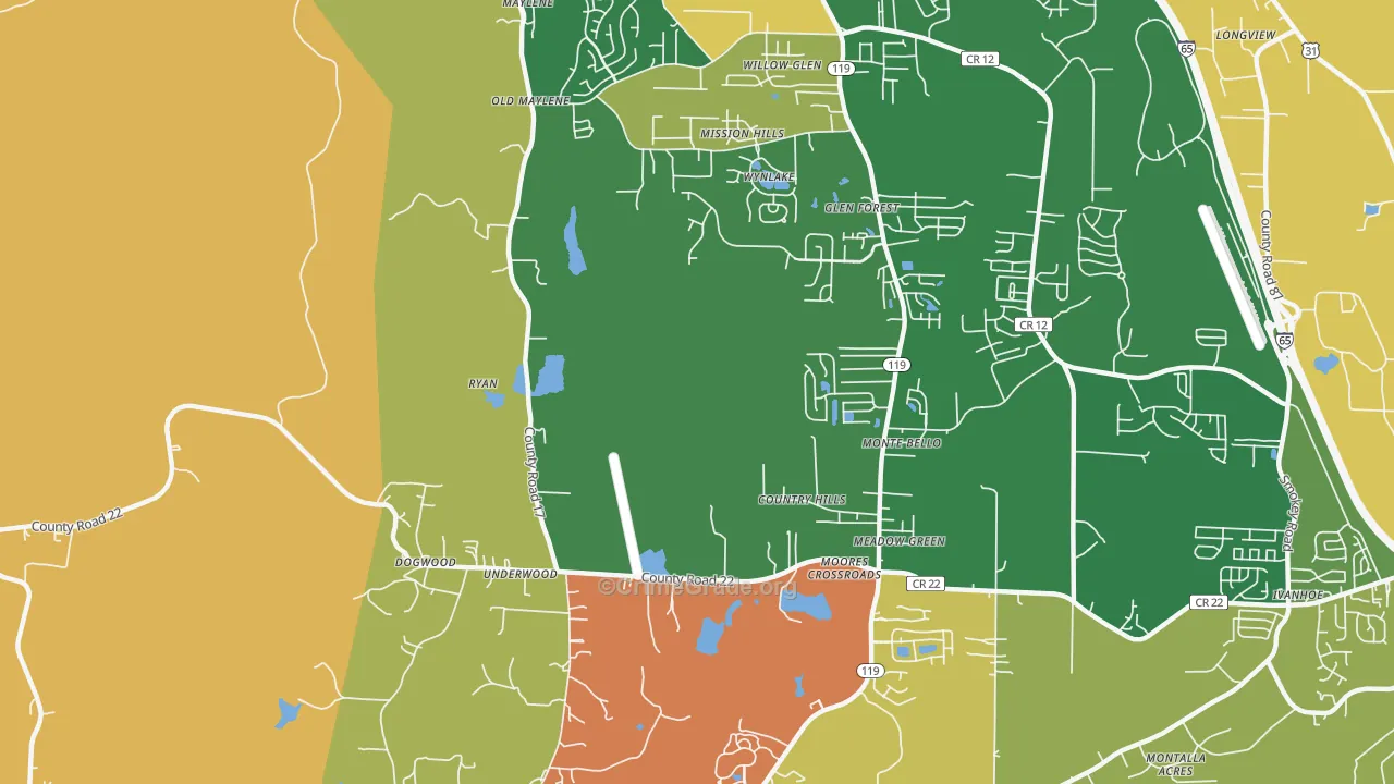 Ryan, AL Map of Vandalism Rates