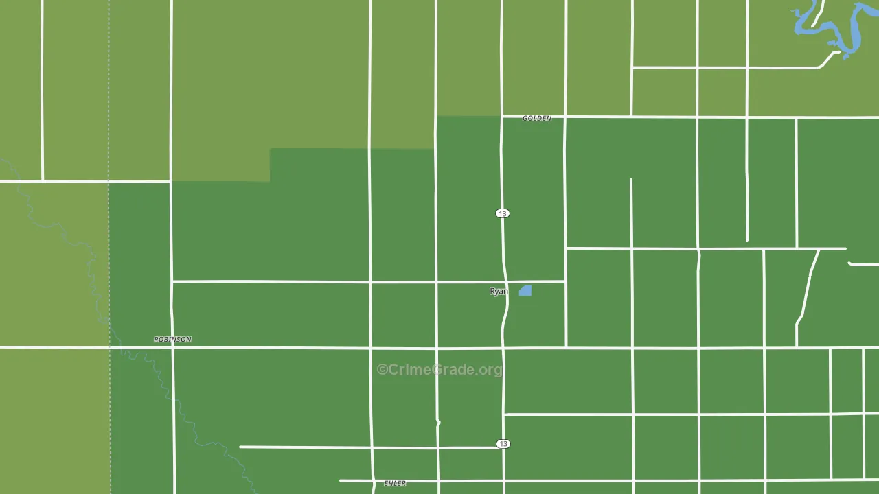 Ryan, IA Map of Vandalism Rates