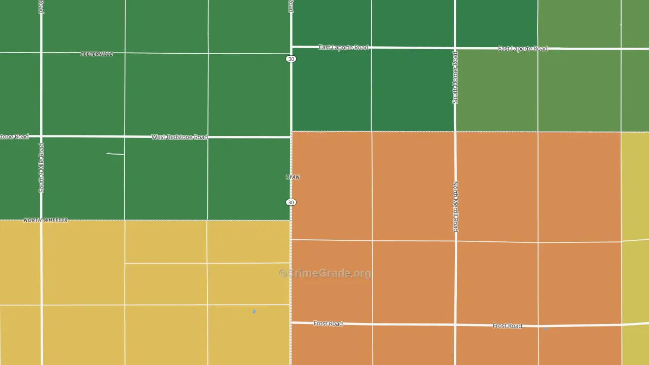 Ryan, MI Map of Vandalism Rates