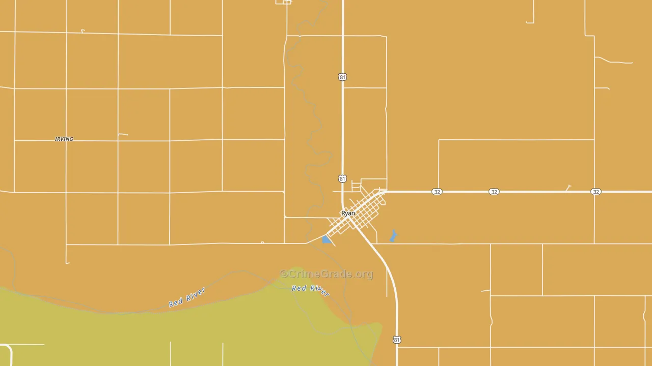 Ryan, OK Map of Vandalism Rates