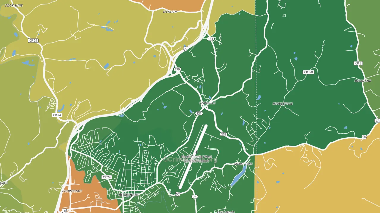 Ryanville, WV Map of Vandalism Rates
