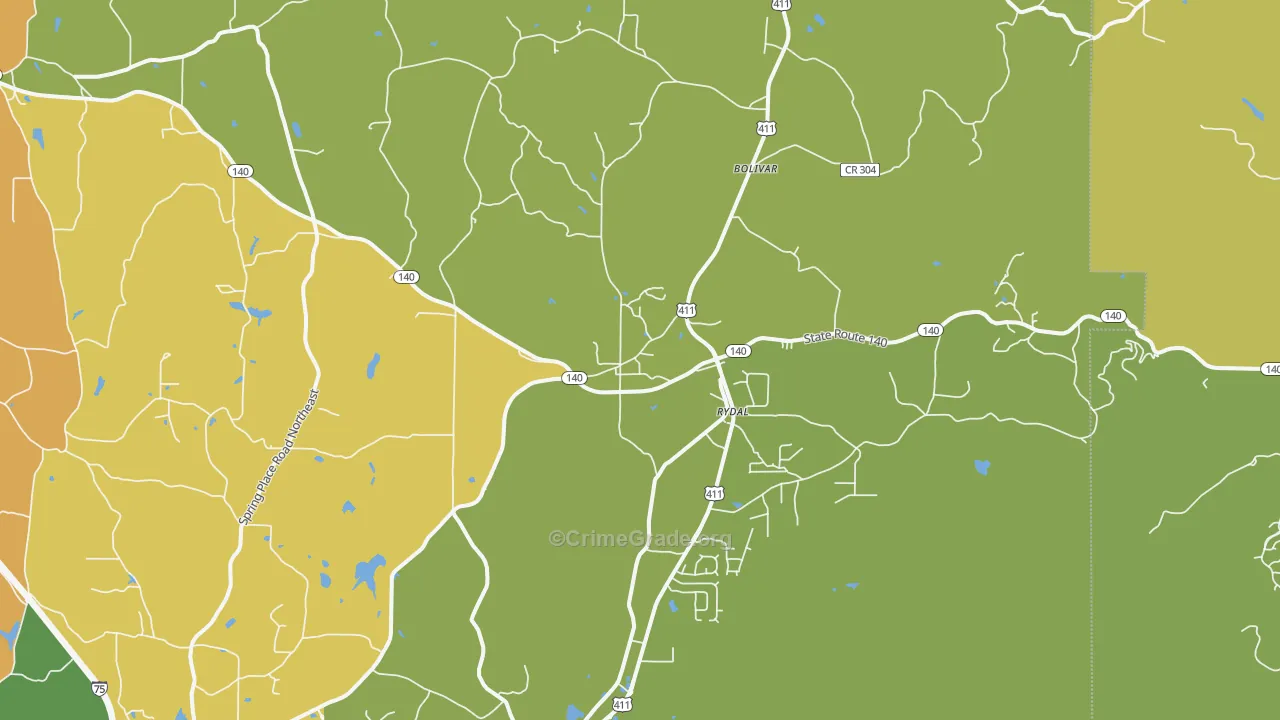 Rydal, GA Map of Vandalism Rates