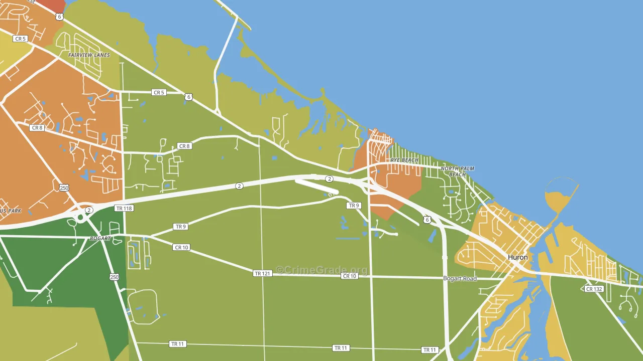 Rye Beach, OH Map of Vandalism Rates