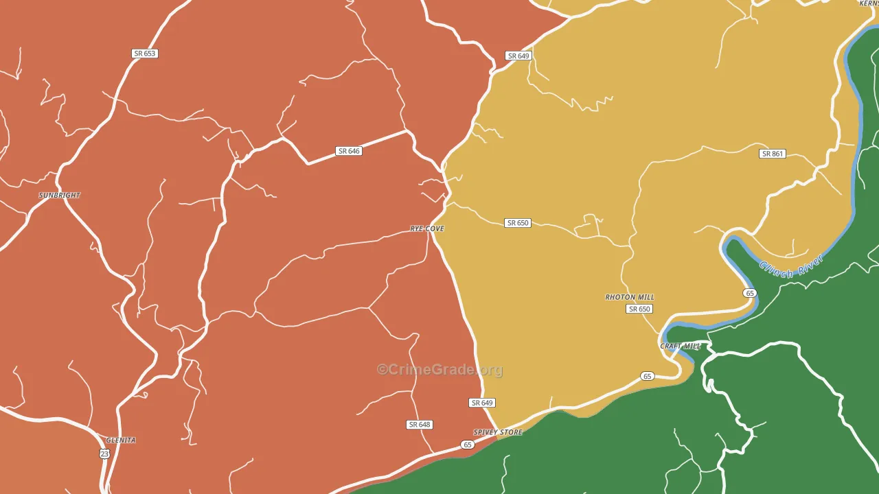 Rye Cove, VA Map of Vandalism Rates