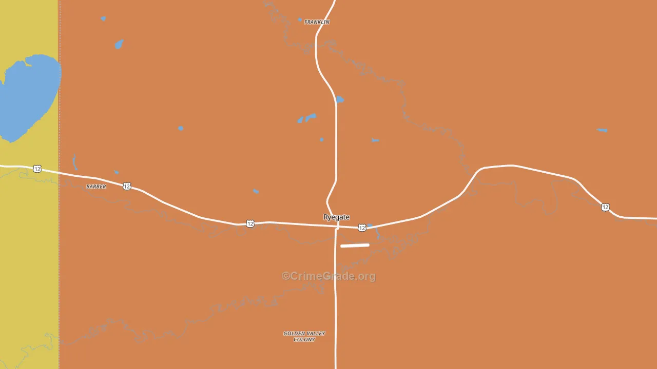 Ryegate, MT Map of Vandalism Rates
