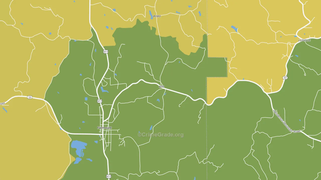 Ryo, GA Map of Vandalism Rates