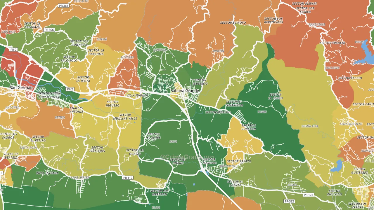 Sabana Grande, PR Map of Vandalism Rates