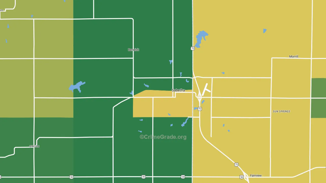 Sabetha, KS Map of Vandalism Rates