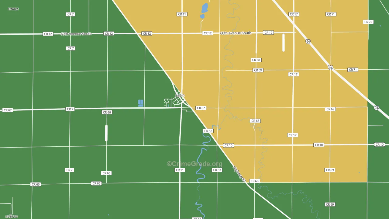 Sabin, MN Map of Vandalism Rates