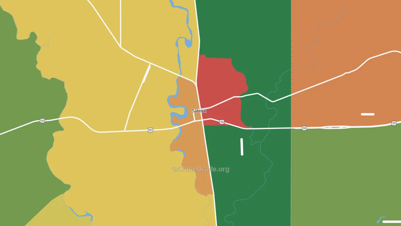 Sabinal, TX Map of Vandalism Rates