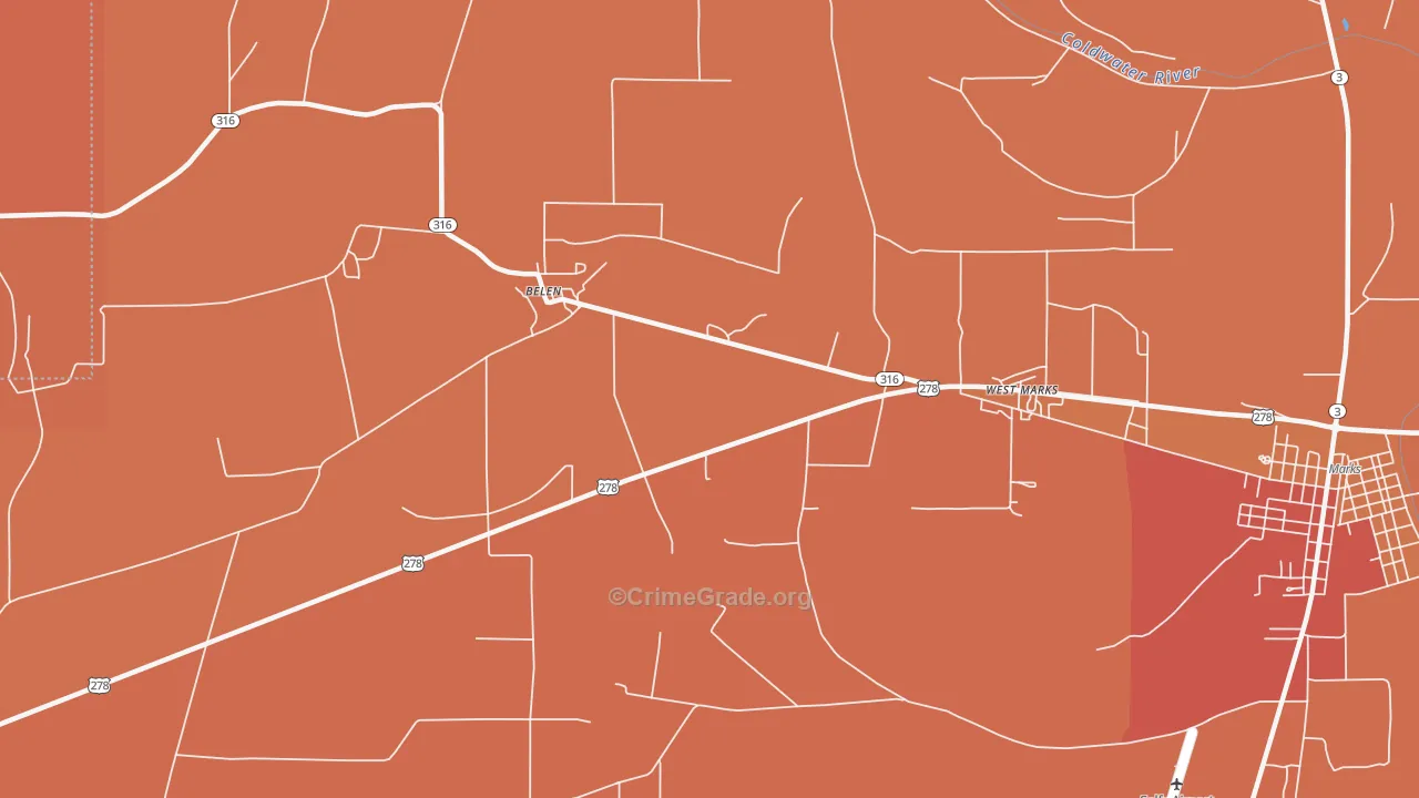 Sabino, MS Map of Vandalism Rates