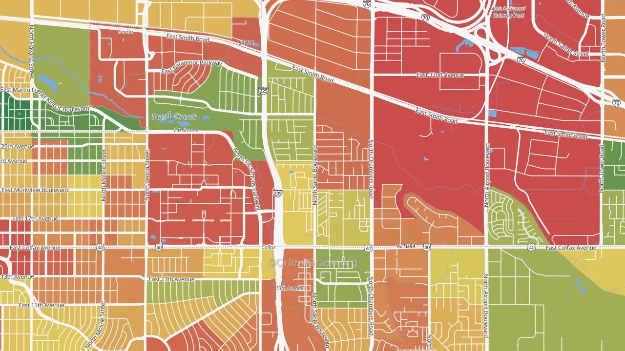 Sable Altura Chambers, Aurora, CO Map of Vandalism Rates