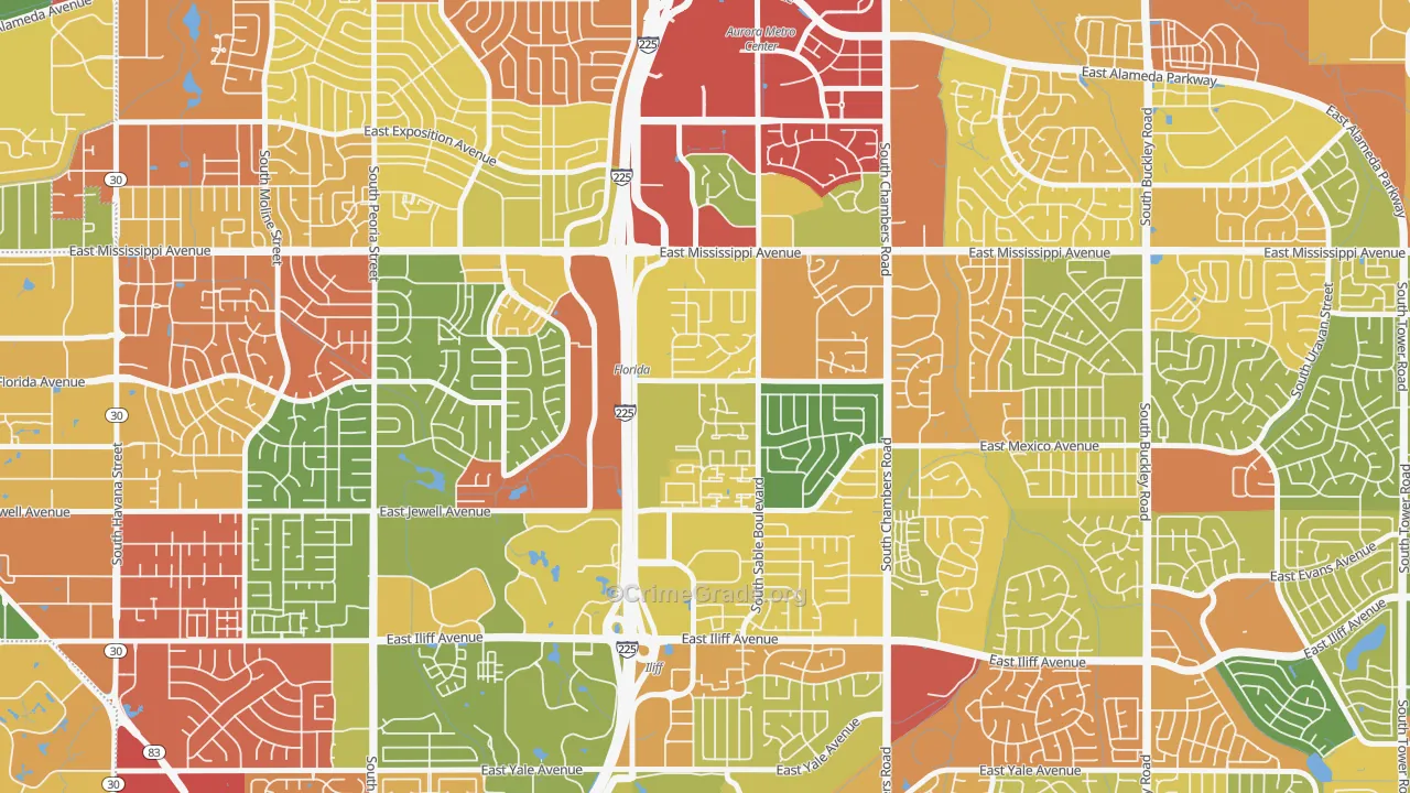 Sableridge, Aurora, CO Map of Vandalism Rates