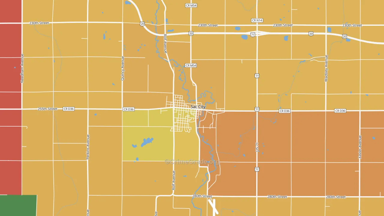 Sac City, IA Map of Vandalism Rates